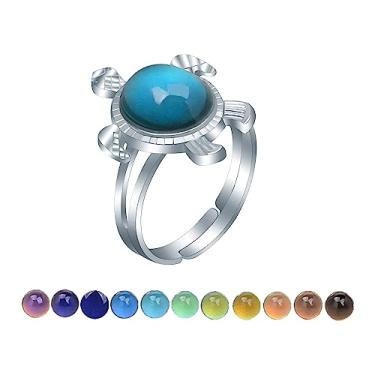 Imagem de AINILOVE Anel que muda de cor com sensor de temperatura oval/tartaruga/borboleta/pinguim animal humor anel de festa de aniversário joias presentes para filha, sobrinha, irmã amigas, One Size, Cobre