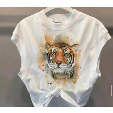 Imagem de Cropped onça linda - loja dinka, m, branco