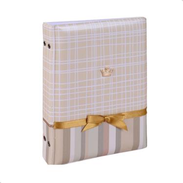 Imagem de Álbum de fotos 15x21 luxo bege Príncipe Coroa Bebê Infantil Newborn