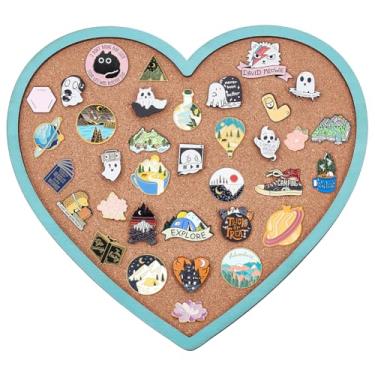 Imagem de BENECREAT Quadro de cortiça de coração azul celeste claro, quadro de exibição de boletim de 27 x 30 cm, quadro de cortiça montado na parede para exibição de broche, decoração de casa e escola