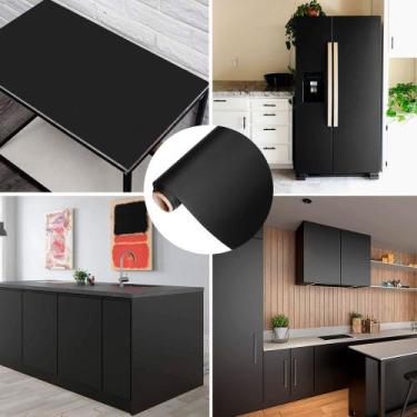 Imagem de Plástico Adesivo Preto Fosco Papel Parede 10M Envelopamento Colante Pa
