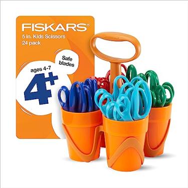 Imagem de Fiskars Tesoura de ponta cega de 12,7 cm para crianças a partir de 4 anos com organizador de acessórios de arte Classpack (pacote com 24) - Tesoura infantil para escola ou artesanato - Material de