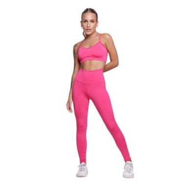Imagem de Conjunto Top Alça Fina e Calça Suplex Bella Fiore Roupa Para Academia 