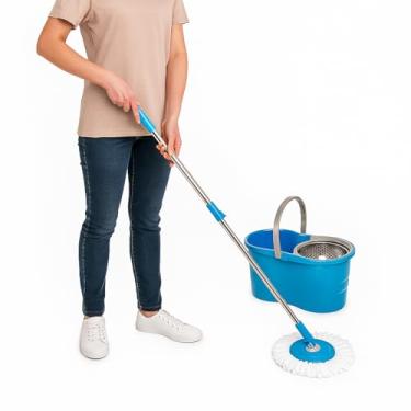 Imagem de MOP GIRATÓRIO 360° -13 LITROS- COM ALÇA, CESTO DE INOX, CABO REGULÁVEL, REFIL EM MICROFIBRA- LIMPEZA LAVA E SECA - CLEAN TECH - COR SORTIDA