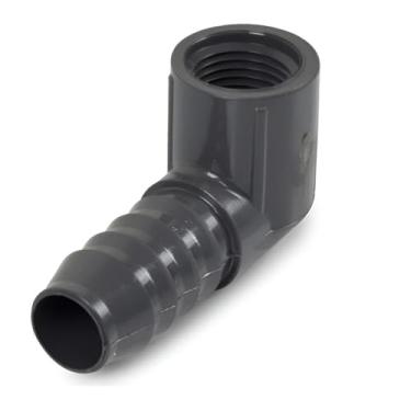 Imagem de Inserção farpada de 3/10.2 cm x encaixe de mangueira farpada NPT fêmea de 1/5.1 cm - PVC 90 graus mangueira cotovelo acessórios conector de farpa para tubulação mangueira linha de água - conector de