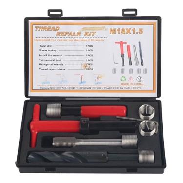 Imagem de Mbeysaq Kit de reparo de rosca de aço inoxidável 10 peças M18 x 1,5 chave de perfuração de inserção para equipamentos automotivos