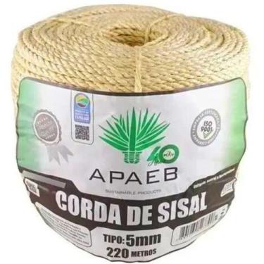 Imagem de Corda Sisal 5mm 220 Metros Rasada Arranhador Gato Decoração - Apaeb