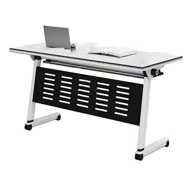 Imagem de LILINWAN Mesas de reunião dobráveis mesa de treinamento móvel flip top com rodas bloqueáveis prontas para desdobrar e usar mesa portátil (tamanho: 1600 * 500 * 750 mm) (1600 * 400 * 750 mm) (1800
