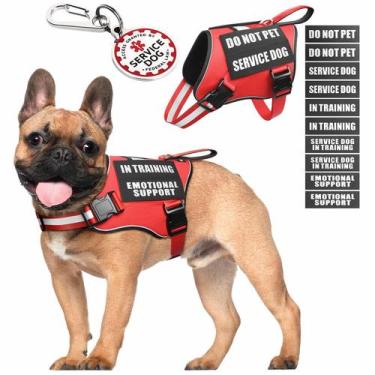 Imagem de Colete Service Dog MOOGROU com etiqueta de identificação e 10 adesivos