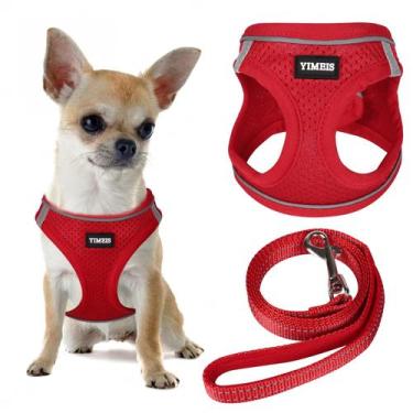 Imagem de Conjunto de arnês e coleira para cães YIMEIS Refletivo Ajustável Verme
