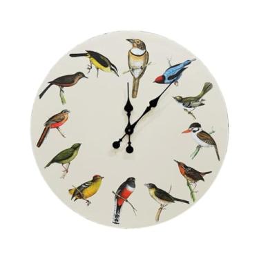 Imagem de IEUDNS Relógio de parede de pássaro Relógio pendurado Relógio tranquilo redonda decoração em casa americana de madeira decorativa para o escritório da sala, 12 Inch