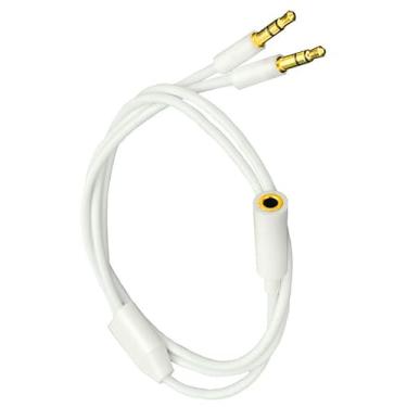 Imagem de FENGHAISHUN 3,5 mm 1 fêmea para 2 macho adaptador de fone de ouvido estéreo divisor divisor 3,5 mm TRS Y cabo divisor banhado a ouro para fone de ouvido, PC, smartphone, alto-falante MP4, 50 cm
