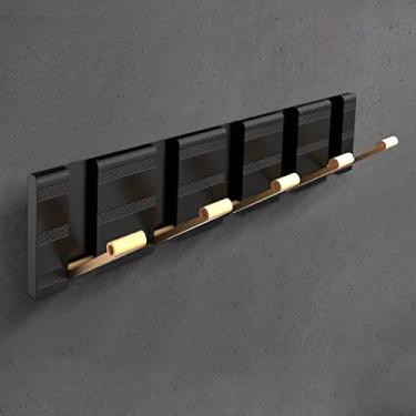 Imagem de Cabide dobrável de alumínio para pendurar na parede, cabide dobrável, cabide para economizar espaço para pendurar roupas, chapéus, chaves, 5 ganchos (cor: preto) (preto dourado)