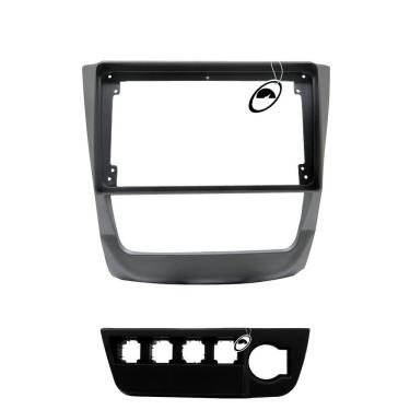 Imagem de Moldura De Painel 2 Din 9" Polegadas Vw Gol Saveiro Voyage G6 - Prata Top