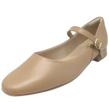 Imagem de Sapato Feminino Salto Baixo Boneca Conforto Comfortflex, Caqui, 35