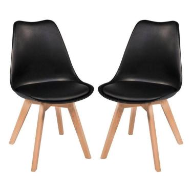 Imagem de Kit Com 2 Cadeiras Leda Preta - Charles Eames Com Almofada