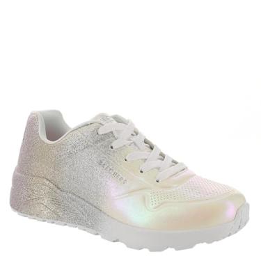 Imagem de Skechers Tênis Uno Lite para meninas, Branco/Multi, 1 Little Kid