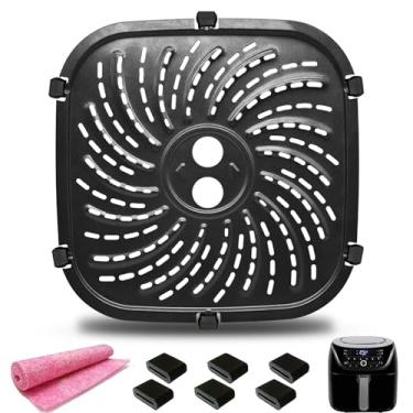 Imagem de GCQFZ Frigideira Air Fryer para fritadeira a ar PowerXL Vortex Pro 6 QT, oval antiaderente 21 x 21 cm, acessórios para fritadeira a ar, bandeja de prateleira, placa de crimpagem com amortecedores de