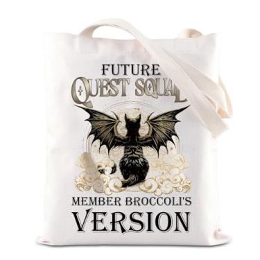 Imagem de FOTAP 4th Wing Merch Tote Bag Cat Brócolis Quest Squad Inspire Bolsa de ombro Cat Adventure Bolsa Dragon Rider Presente (QUEST SQUAD T)