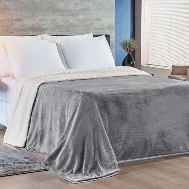 Imagem de Cobertor Magnific Casal Queen Sherpa Com Manta Microfibra Toque Lã Carneiro 01 Peça - Cinza