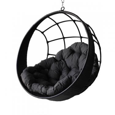 Imagem de Balanço Suspenso Ninho Com Almofada E Mola E Mosquetão Preto