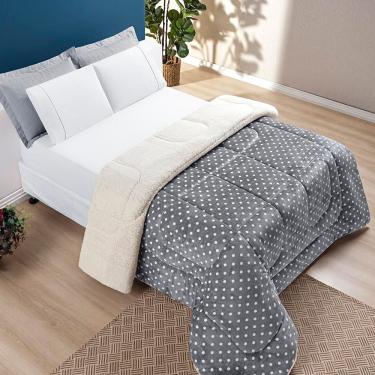 Imagem de Edredom Coberdrom Mimoso Solteiro Sherpa E Manta - Cinza
