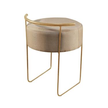 Imagem de Puff Redondo Em Linho Com Base Dourada Ivar Bege