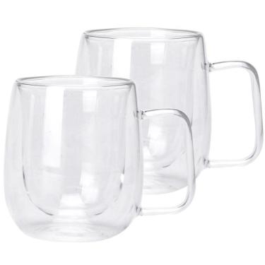 Imagem de Conjunto Com 2 Canecas Para Café Dynasty Coffee Time Em Vidro Borossilicato Parede Dupla 220 Ml Transparente