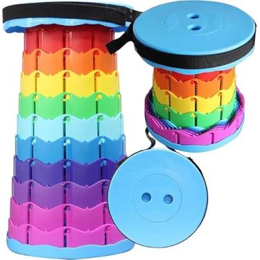 Imagem de Banqueta Retrátil Telescópica Dobrável Portátil | Altura Ajustável até 45cm | Suporta 100kg | Leve e Compacta com Alça para Transporte – Ideal Adultos e Crianças