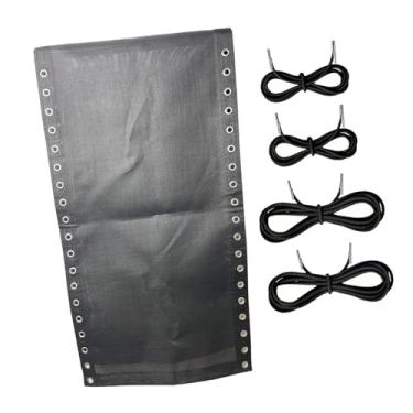 Imagem de ＡＷＨＡＯ Pano de reparo para cadeira de estar dobrável 160x43 cm respirável com kit de cordões elásticos para piscina, praia, gramado, cadeiras de estar, Preto