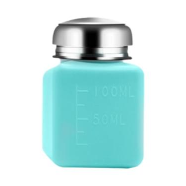 Imagem de Ysyqkn Frasco Dispensador de Bomba com Tampa Superior de aço para Dispensador de Líquido Demaquilante, Bomba Manual, Recipiente de Pressão, Blue 100ml