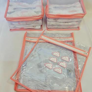 Imagem de Kit 6 Saquinhos Envelopes Bebe Gestante Organizador Mala Maternidade TAG de identificação + 2 Nécessaire Porta Fraldas Remédio. (Rosa)