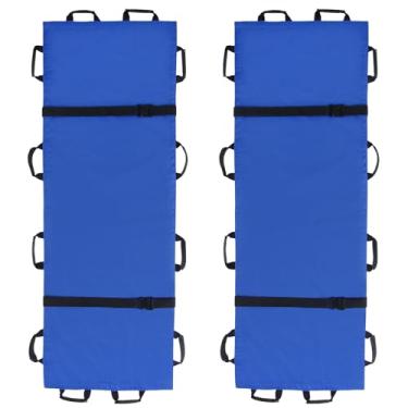 Imagem de BOTUWASE Maca De Transporte Portátil Com 12 Alças Borracha E Bolsa Transporte, Para Cães, Transportador Animais Evacuação Emergência, Capacidade 180 Kg (Pacote 2, Azul)