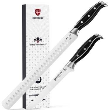 Imagem de BRODARK Conjunto De Facas Para Trinchar - 30 Cm Peito E 18 Desossa Com Cabo Espiga Completa Em Aço Inoxidável Alto Carbono Carnes, Costela Assada, Presunto Peru, Certificado Pela Nsf, Série Steel-Ki