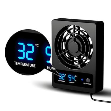 Imagem de JOVXIAZ Ventilador Para Répteis Com Sensor De Umidade E Alarme Alta Temperatura, Desumidificador Display Digital Terrários, Ambientes Úmidos Adequados, Viveiros Florestas Tropicais - Preto
