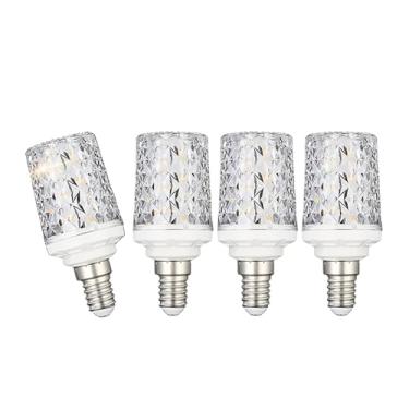 Imagem de Syited Lâmpadas Led E12, Luminária De Cristal Artesanal Moderna, 3000K, Luz Quente, 18W Equivalentes A 100W, Ângulo Feixe 360°, Ca 85-265V, Pequena Lâmpada Milho Edison, Sem Regulável (Pacote Com 4)