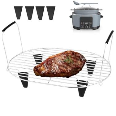 Imagem de Fondpen Grelha Para Assar E Cozinhar No Vapor Compatível Com Ninja Foodi Possible Cooker Pro 8,5 Litros Mc1000, Mc1001, Mc1010 Slow Crock, Acessórios Panela Elétrica De Aço Inoxidável, Pés Protegido