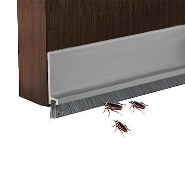Imagem de YINGD Batente De Porta Com Escova Para Redução Ruído, Bloqueador Brisa Borracha 39", Batentes Ajustáveis, Isolamento Acústico Portas, Vedação - Cinza