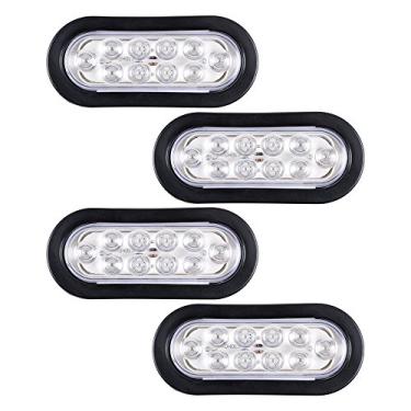 Imagem de Astra Depot 4 Peças De Lente Transparente Vermelha Luz Traseira 6" Oval Oblonga 10-Led Freio Parar Lâmpada Corrida Reboque Caminhão Rv