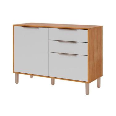 Imagem de Gabinete de Cozinha Modulado Balcão c/ Tampo Divina c/ 2 Portas e 2 Gavetas 120 cm Cinamomo/Branco - MGM