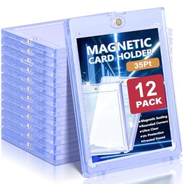 Imagem de Kitoyz Porta-cartões magnéticos de 12 quilates para cartas colecionáveis, capa de cartão de beisebol 35PT protetores de cartões esportivos com proteção UV adequado para cartas de jogo, cartas de