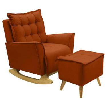 Imagem de Poltrona Amamentação De Balanço Helena + Puff Veludo Quarto - Kasa Sof