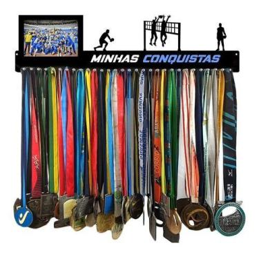 Imagem de Porta Medalhas Volei Masc Ate 100 Medalhas Porta Retrato - QUADRO DE M