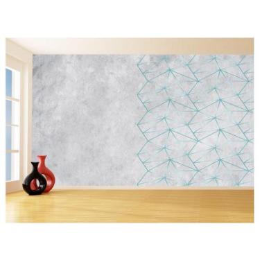 Imagem de Papel De Parede Concreto Linhas Azul Turquesa 3,5M Kkt288 - Você Decor