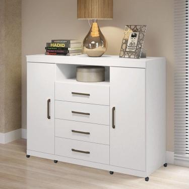 Imagem de Cômoda 2 Portas E 4 Gavetas Com Rod Havana Master Santos Andirá Branco