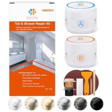 Imagem de Kit de reparo de banheira, azulejo e chuveiro (combinação de cores), kit de reparo de fibra de vidro de 105 g, kit de reparo de porcelana branco/amêndoa/preto/osso/bisque/biscoito/cinza/creme/off-branco/bege, tinta inodora para banheira