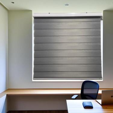 Imagem de Persiana Rolo Duplo Bandô Sunny Cinza 220 (L) x 220 (A) Cortina Zebra 