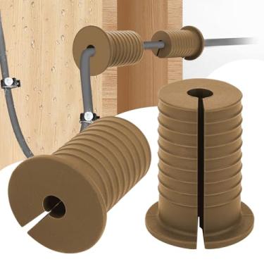 Imagem de Kit de roteamento de cabo Starlink de 2 peças para orifício de parede de 2,5 cm, ilhós de parede de silicone marrom para cabo Ethernet, ilhós perfurados, acessórios Starlink