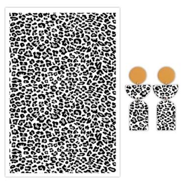 Imagem de Briartw 10 folhas de papel de transferência de argila de polímero - padrão leopardo preto e branco - por folha 14,8 x 10 cm - Folhas de transferência solúveis em água adesivos descartáveis para fazer