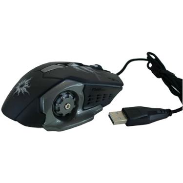 Imagem de Mouse Gamer RGB com Fio USB, Design Ergonômico, Iluminação LED Roxa, 6 Botões, Cabo Trançado, Preto